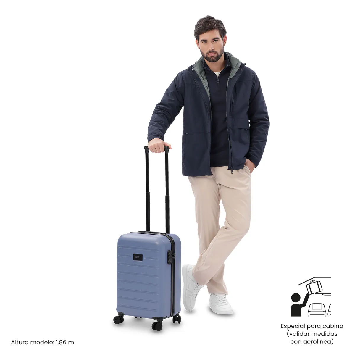 TOTTO - Maleta de Viaje Harbor S Cabina 10Kg Azul Para Hombre Totto