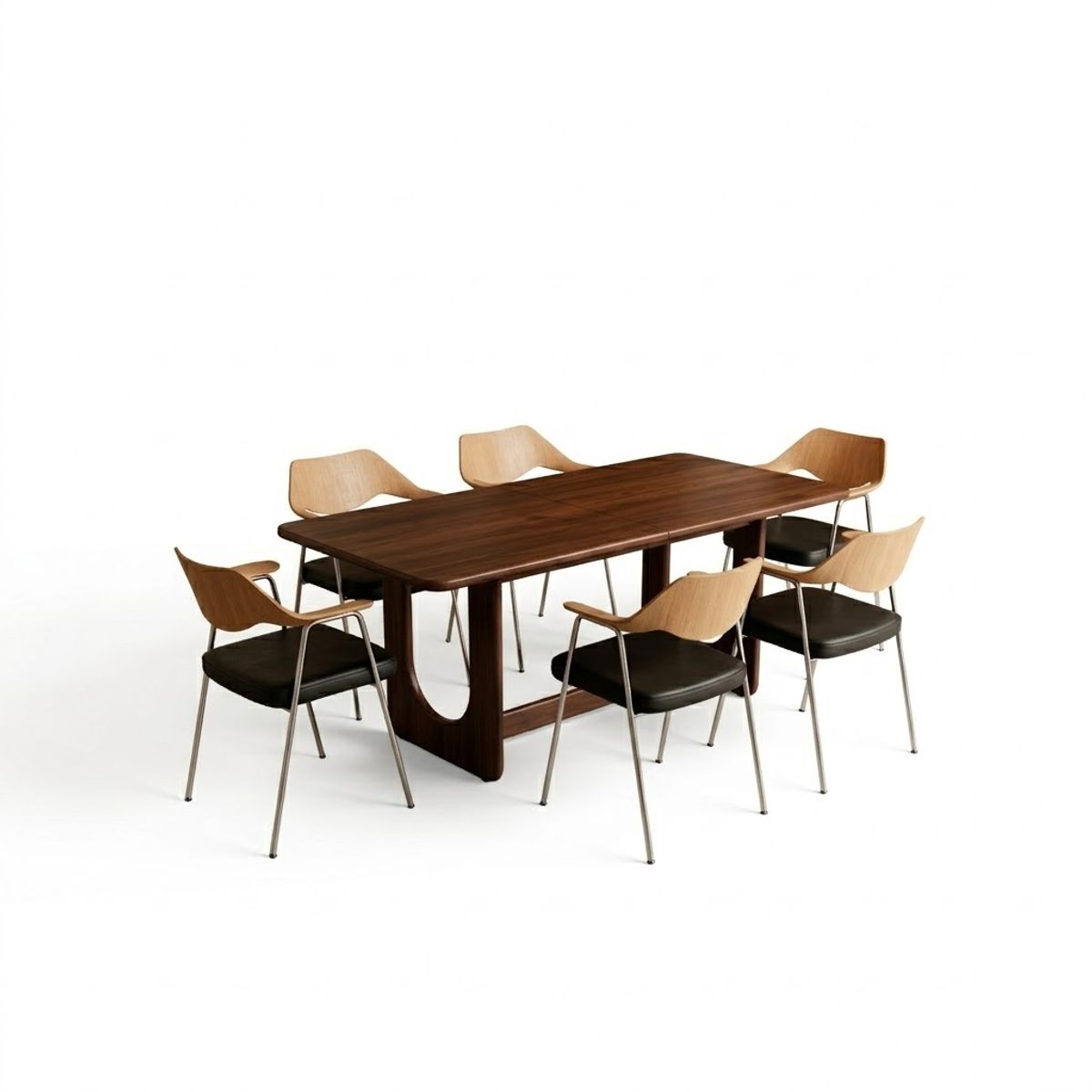 GENERICO - Comedor moderno con mesa de roble cuatro puestos + cuatro sillas