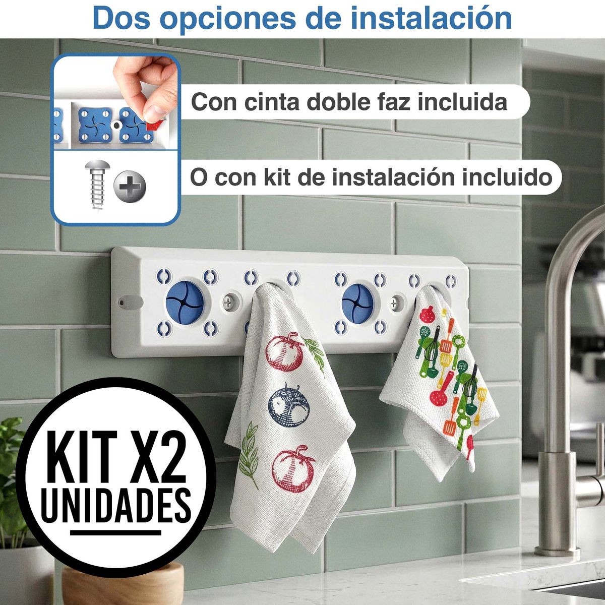 CHEF MASTER - Set X2 Porta Limpiones Premium Antideslizante 8 Espacios