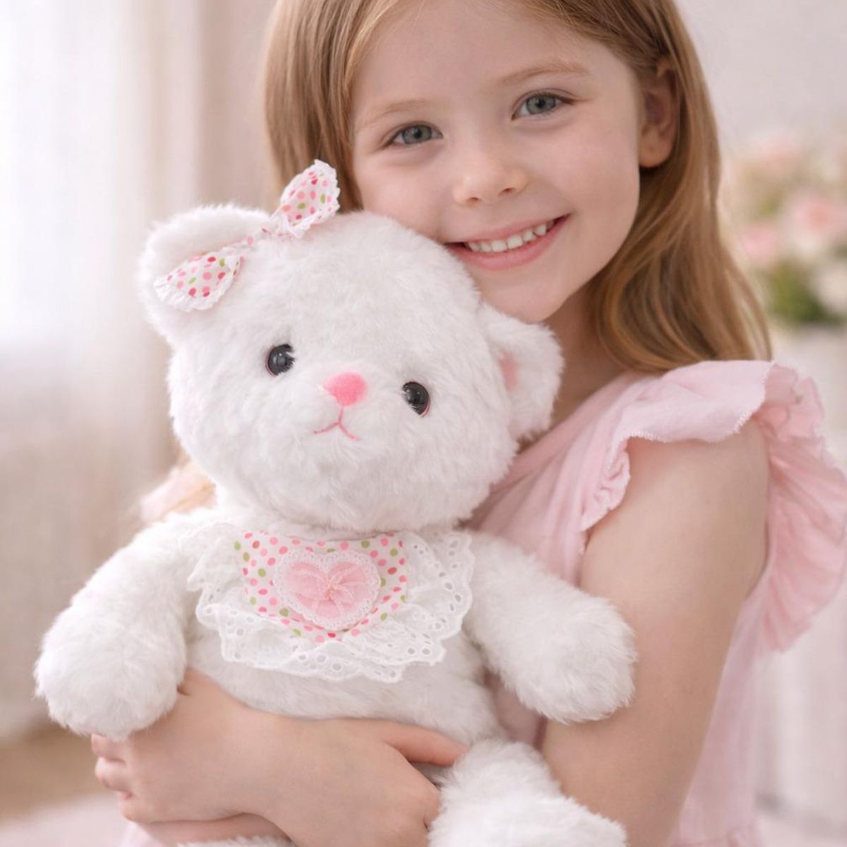 INFANTILES CAJUROMIX - Oso De Peluche Tierno Con Acabados Decorativos Blanco