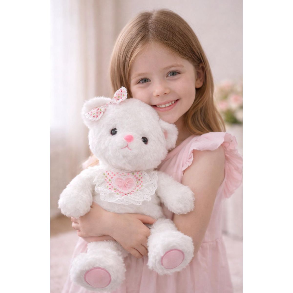 INFANTILES CAJUROMIX - Oso De Peluche Tierno Con Acabados Decorativos Blanco