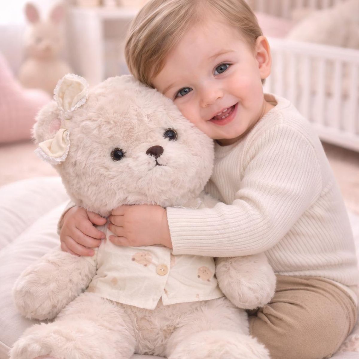 INFANTILES CAJUROMIX - Oso De Peluche Tierno Con Acabados Decorativos Beige