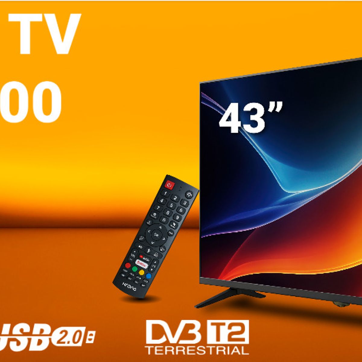 KRONO - Smart TV Krono 43 Pulgadas LED Full HD - Android TV, Diseño Frameless +Soporte Gratis