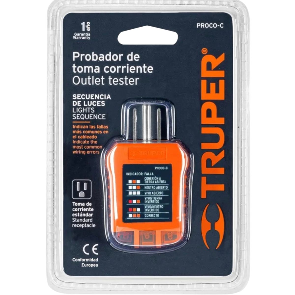 TRUPER - Probador Corriente Alterna Para Tomacorriente