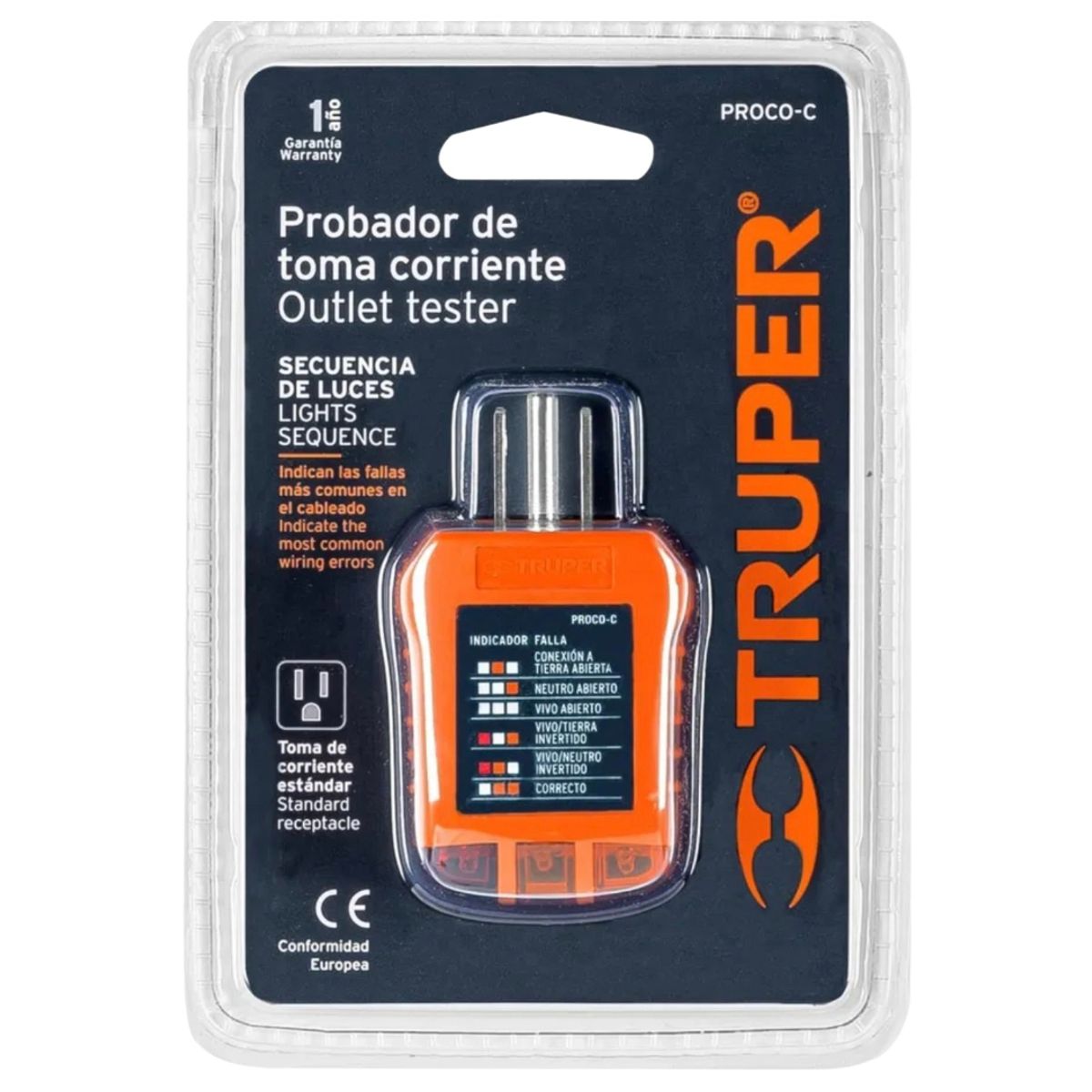 TRUPER - Probador Corriente Alterna Para Tomacorriente