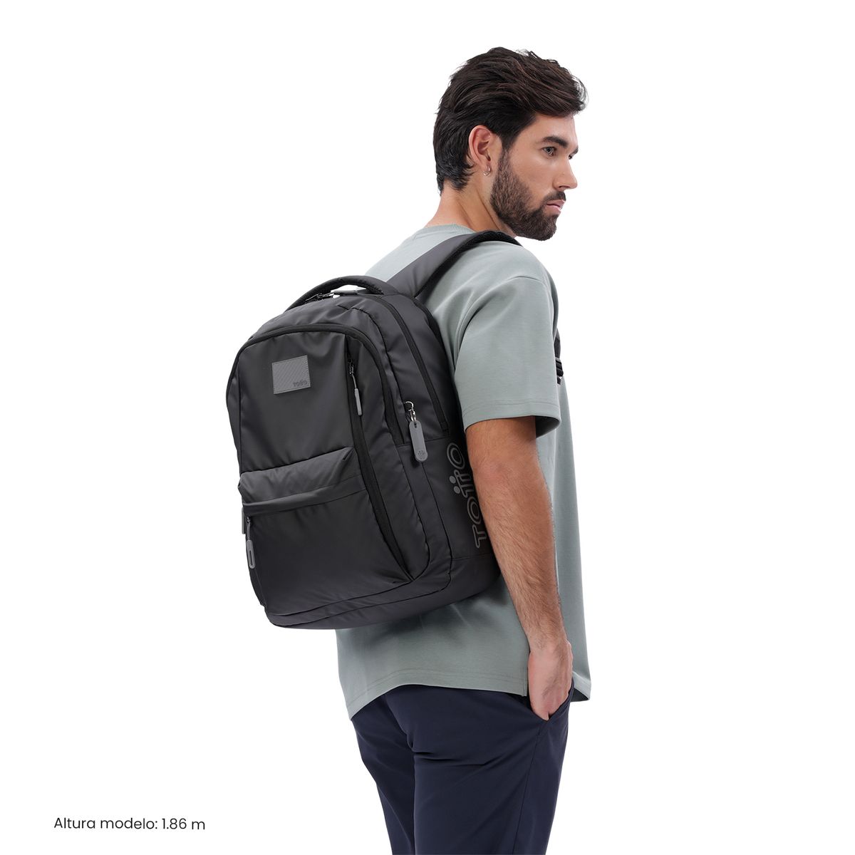 TOTTO - Morral Mochila Kick Porta Pc 15'' Para Hombre Negro Totto