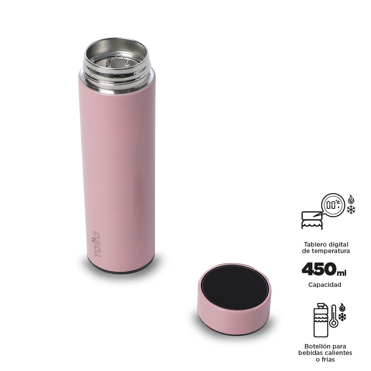 TOTTO - Botella Térmica Digital Scan 450Ml Para Mujer Rosado Totto