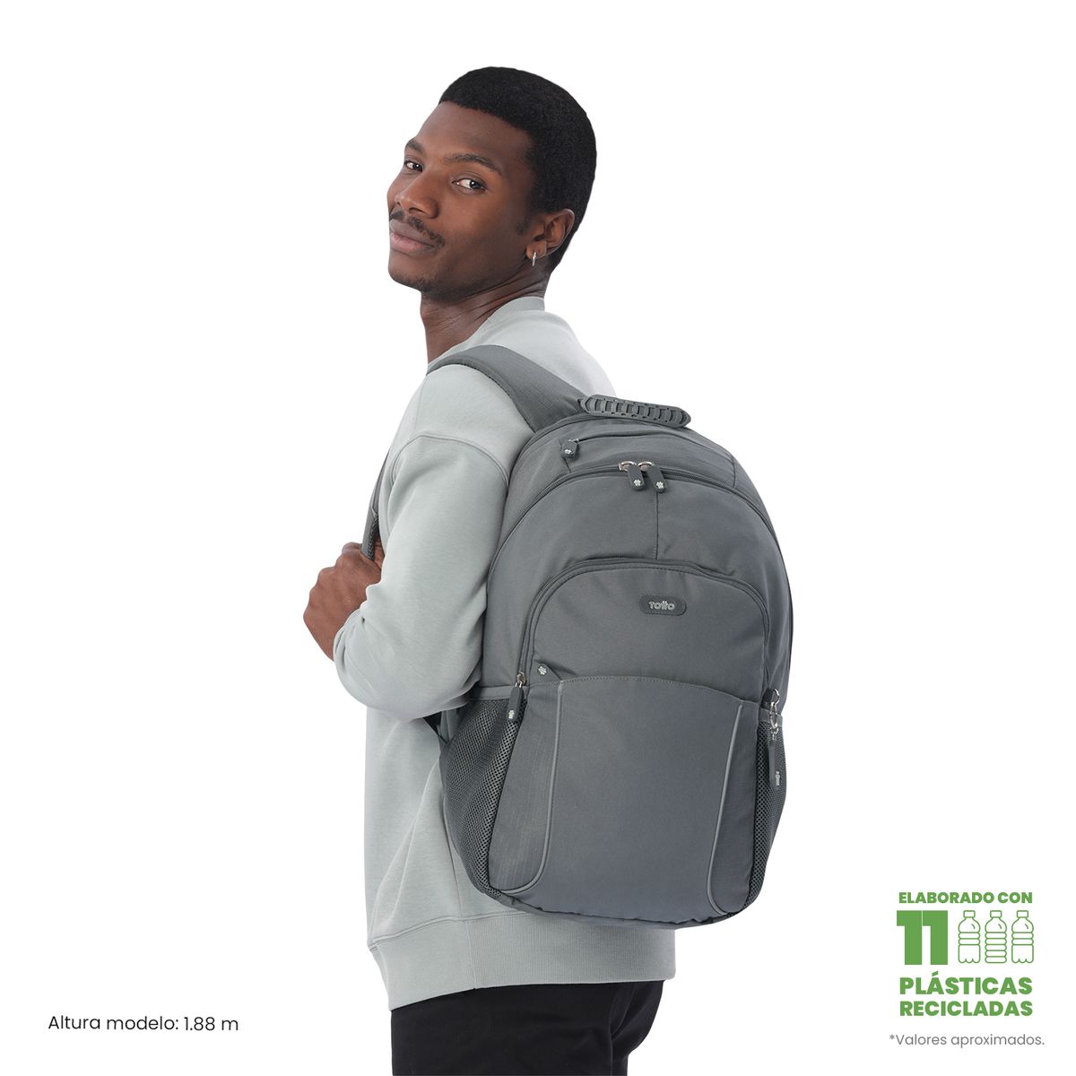 TOTTO - Morral Mochila Cambri Porta Pc 15.4'' Unisex Gris Totto