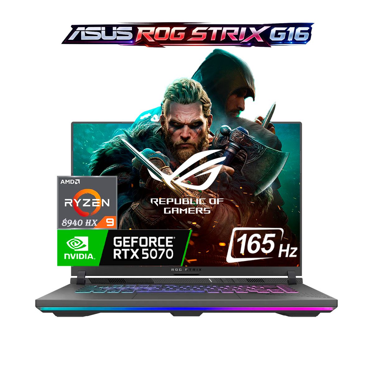 ASUS - Computador Portátil Gamer Asus Rog Strix G16 Amd Ryzen 9 8940 Hx 8/4 TBSSd Rtx 5070 16"  FHD
