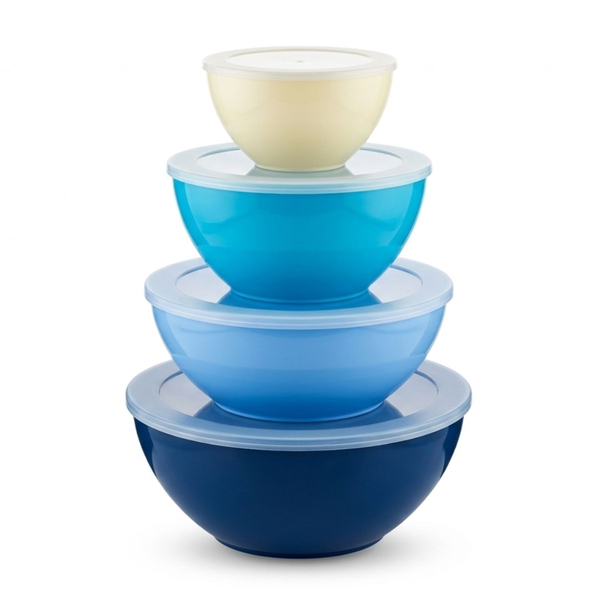 BUFFER FLASK - Juego De 5 Bowls Para Ensalada Con Tapa Hermética - Tamaños Grandes Graduados (1.0L a 6.5L) Plástico