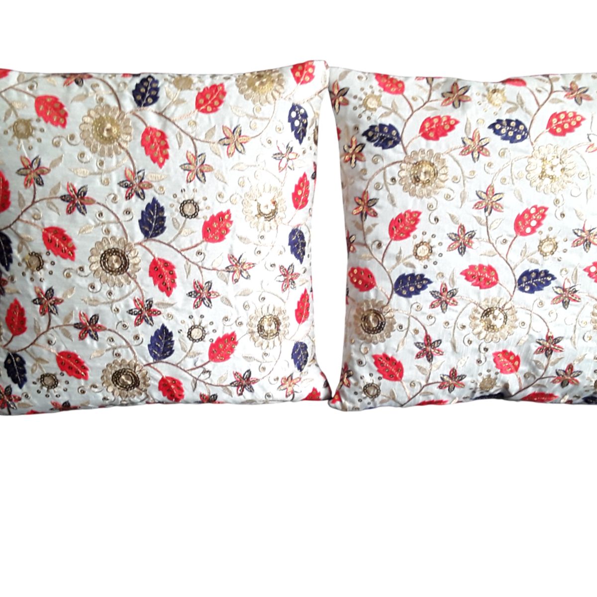 ARTESANAL - 2 FUNDAS BORDADAS PARA COJINES DE 40X40 CMS