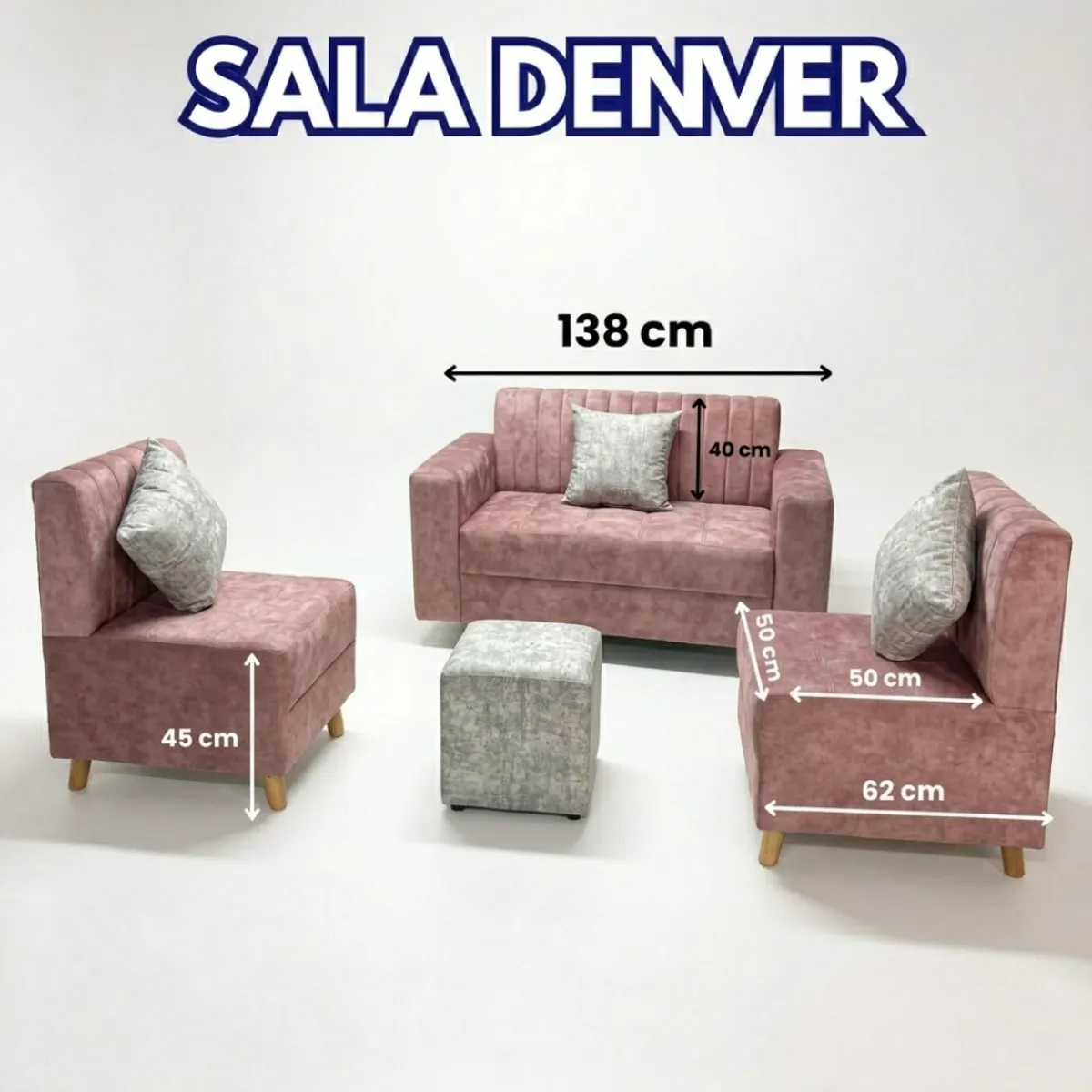 GENERICO - Sala Denver modular 5 puestos combo sofá + 2 sillas auxiliares en tela antifluidos y pet friendly