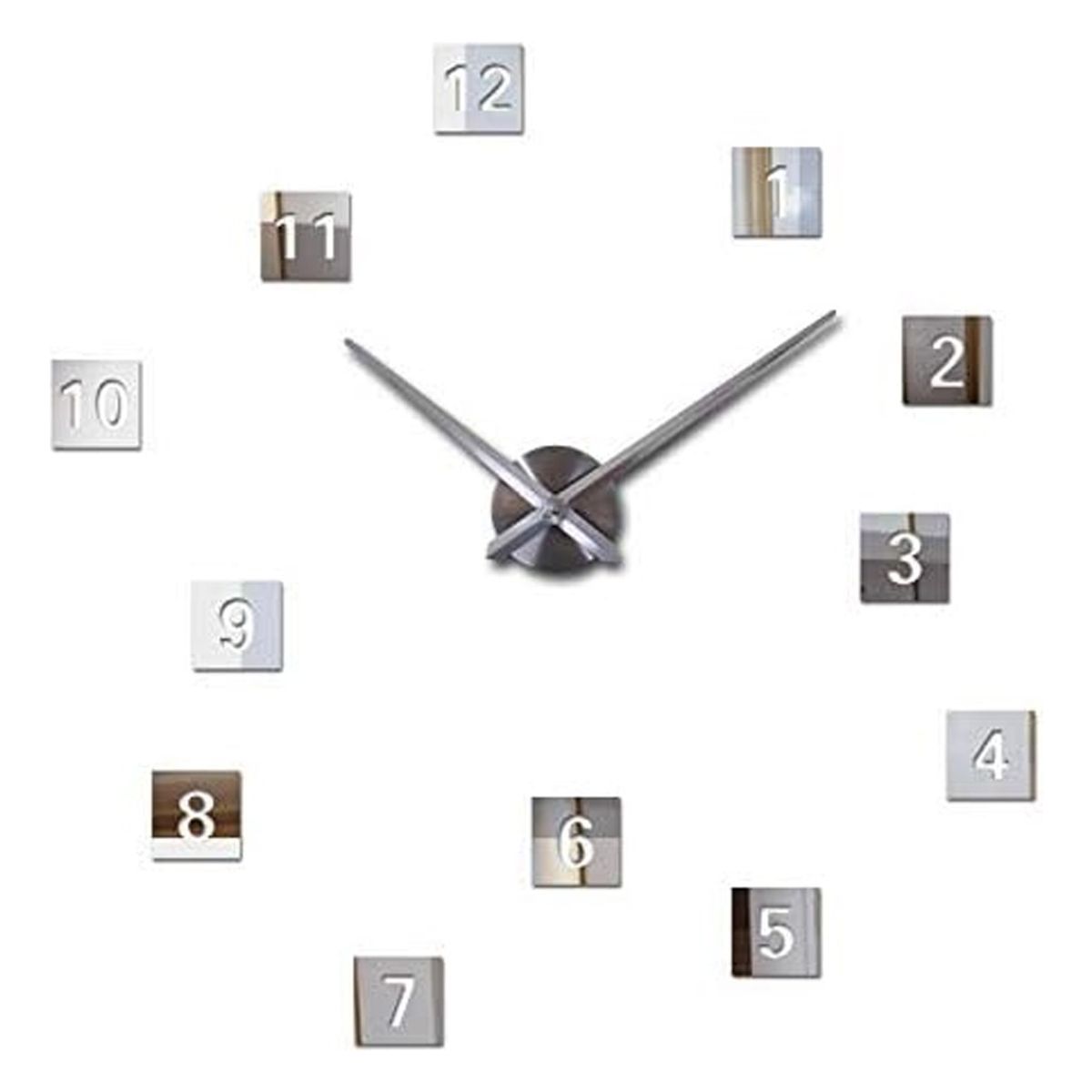 DECOR - Reloj de pared 3D grande 100cm x 100cm  números en cuadros