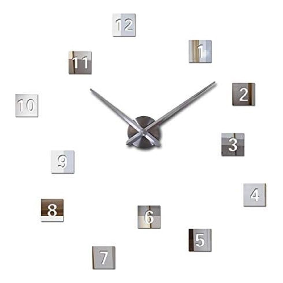 DECOR - Reloj de pared 3D grande 100cm x 100cm  números en cuadros