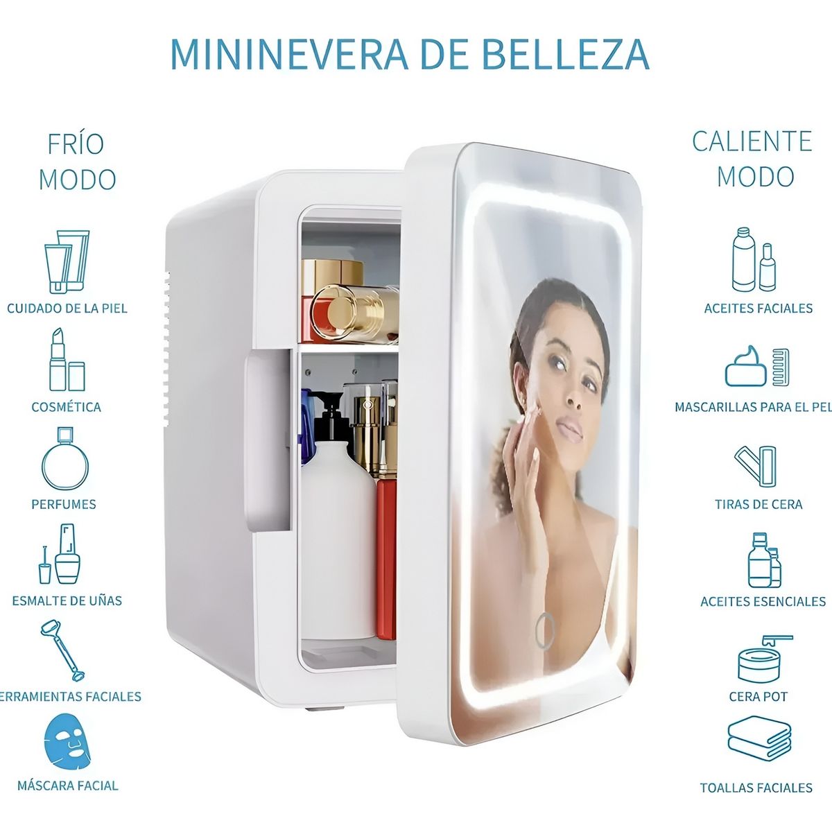 GENERICO - Mini Nevera De Belleza Espejo Led Skincare Portátil