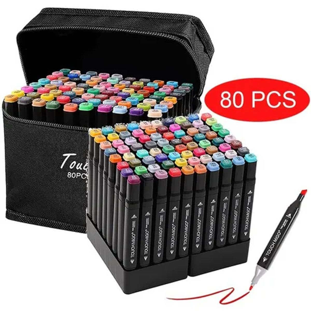 GENERICO - Marcadores Doble Punta Set 80 Colores con Estuche Rotuladores Alcohol