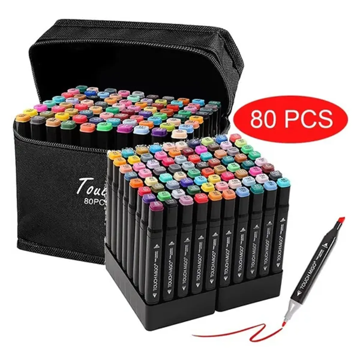GENERICO - Marcadores Doble Punta Set 80 Colores con Estuche Rotuladores Alcohol