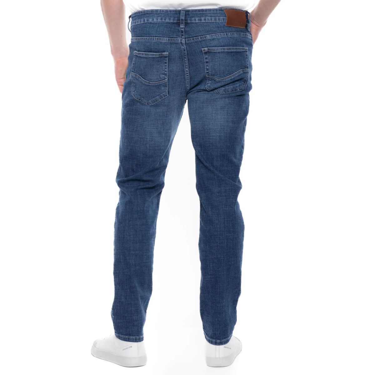 COLOR BLUE - Brixton/Slim Fit Jeans Tono Oscuro Con Reservas En Costuras