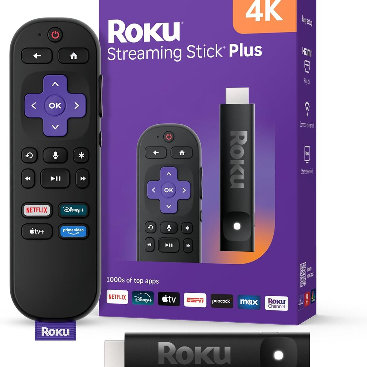 ROKU - Roku Streaming Stick Plus - 4K & HDR con control por voz