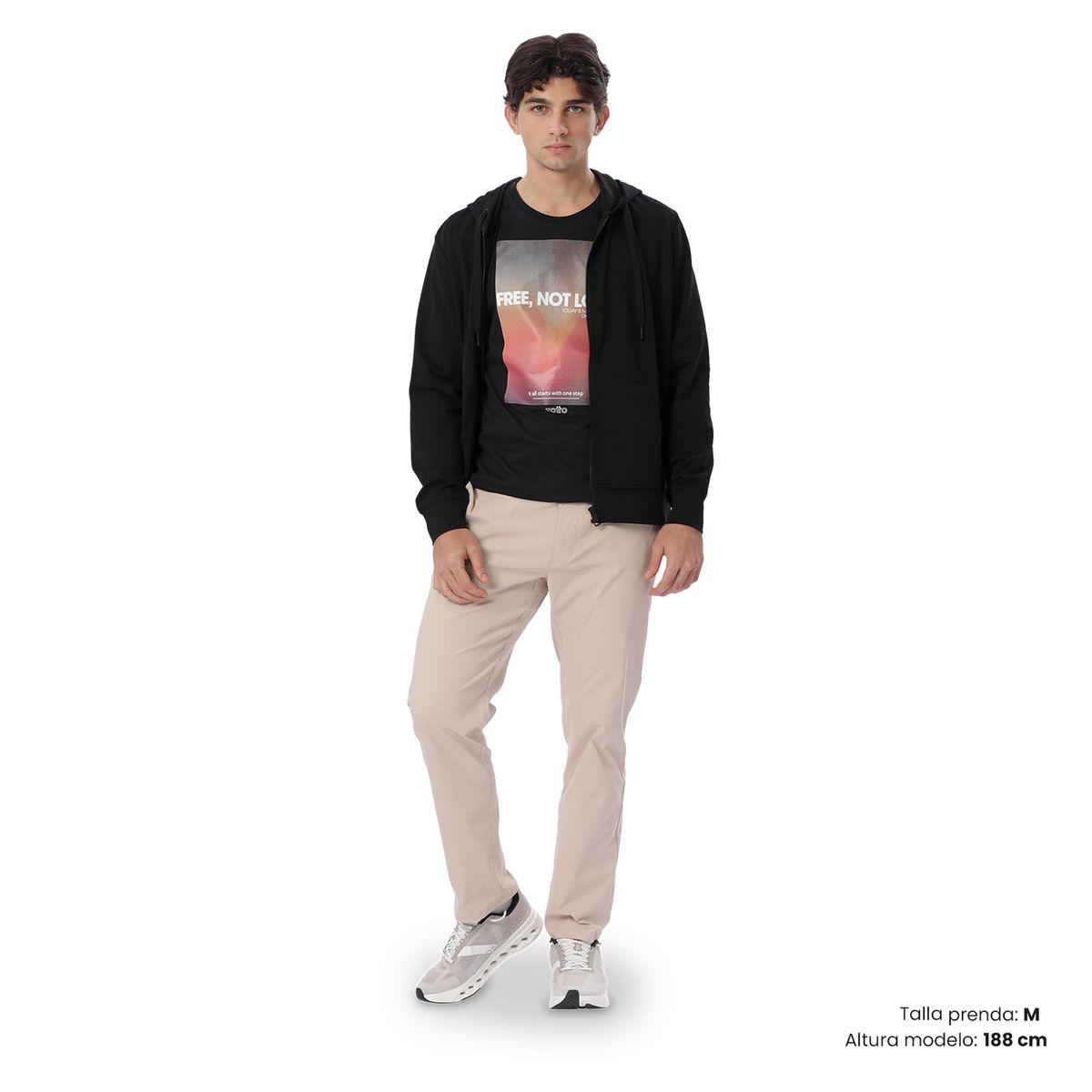TOTTO - Buzo Tipo Hoodie Abierto Con Capota Tawen Negro Hombre Totto
