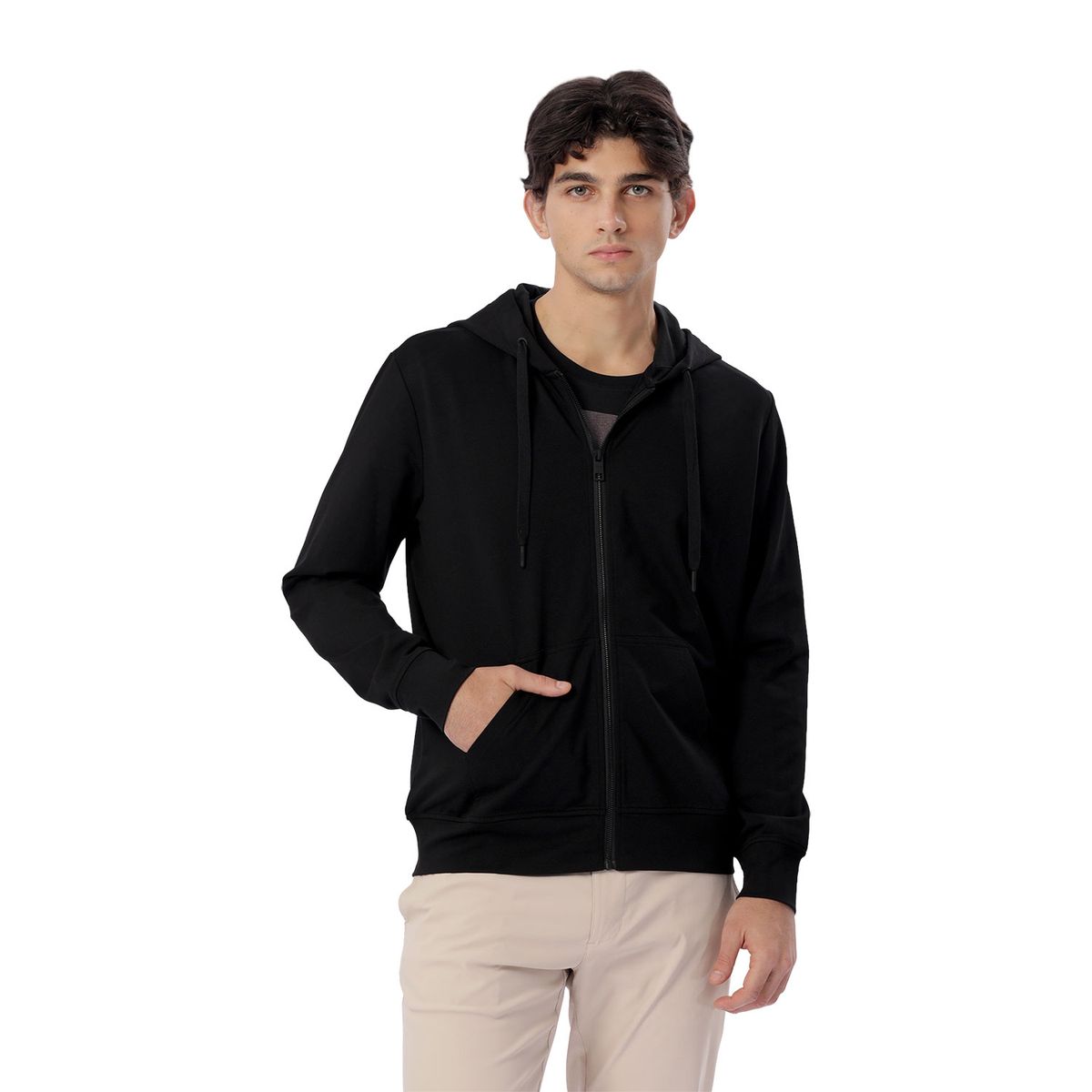 TOTTO - Buzo Tipo Hoodie Abierto Con Capota Tawen Negro Hombre Totto