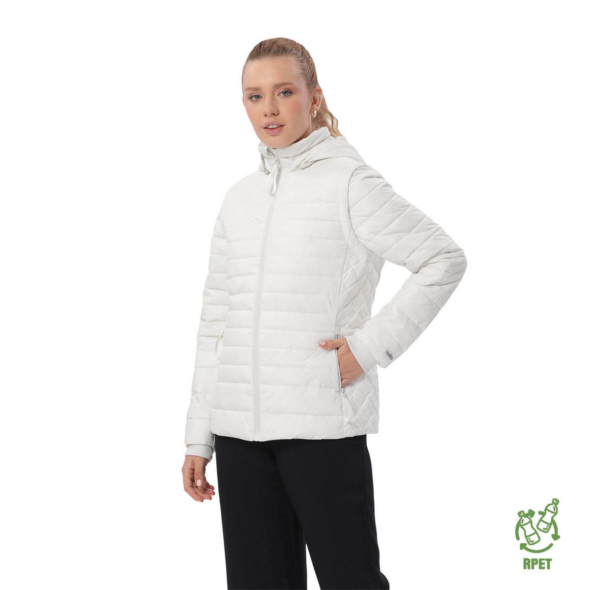 TOTTO - Chaqueta Acolchada Chalina 2 En 1 Blanco Para Mujer Totto
