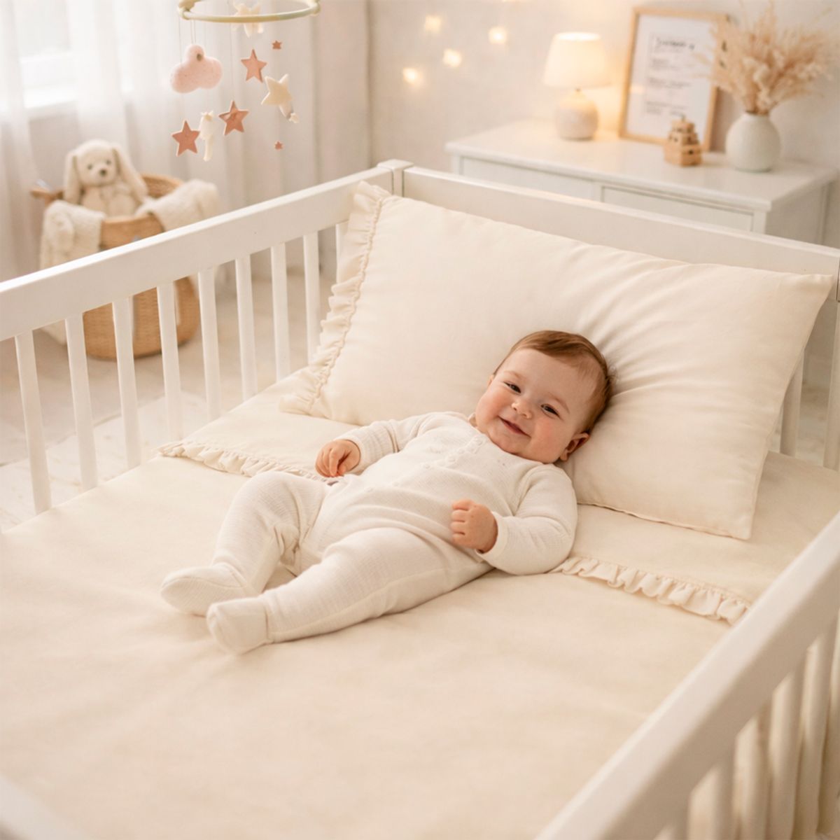 LILE - Juego de Sábanas Beige para Cunas Boleros