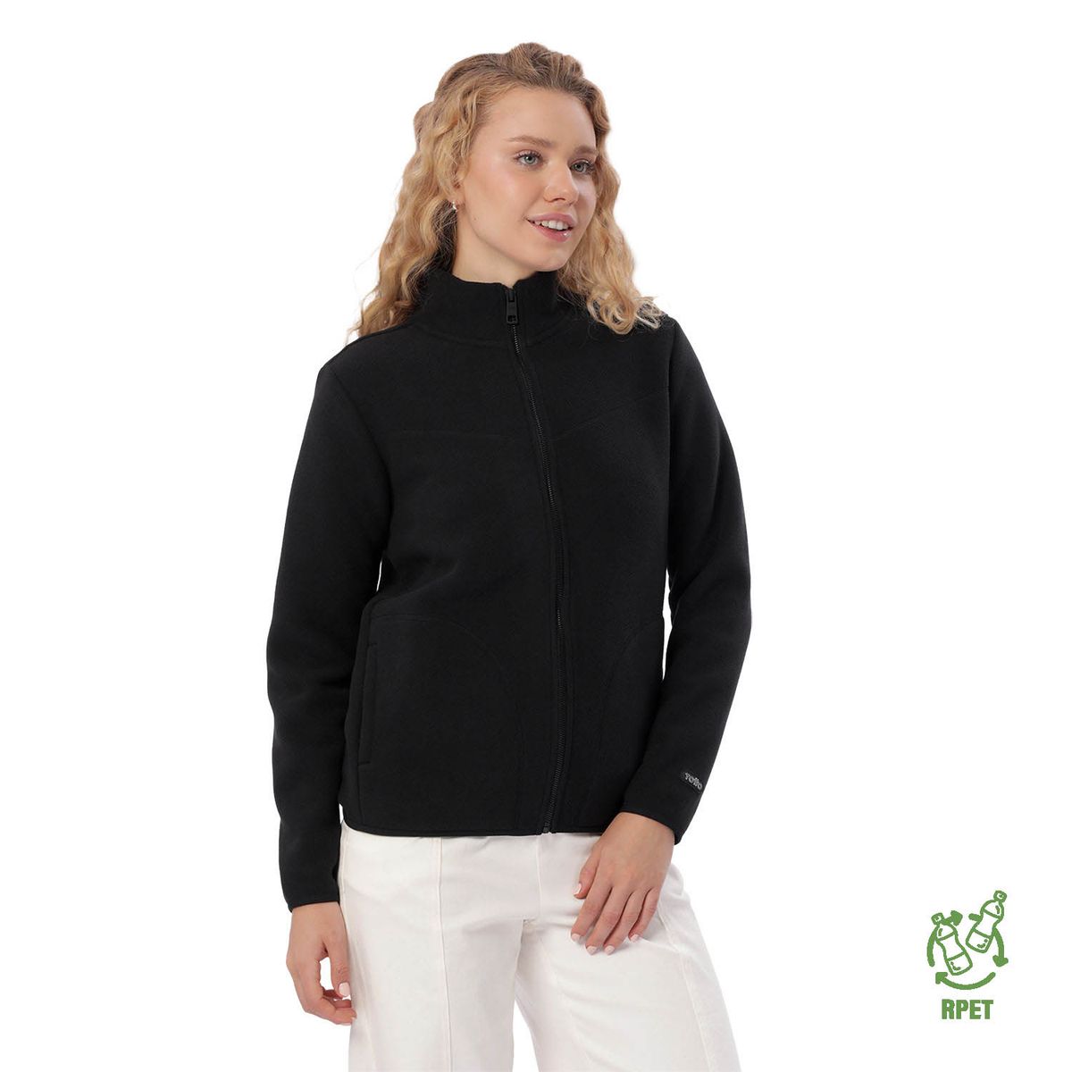 TOTTO - Buzo Tipo Sudadera Abierta Micro Polar Flizally Negro Mujer