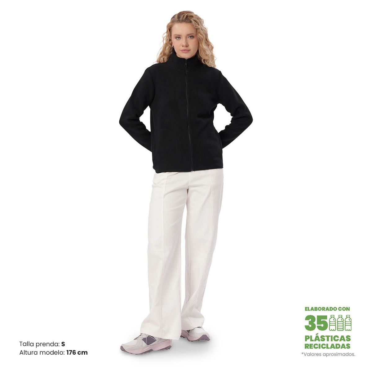 TOTTO - Buzo Tipo Sudadera Abierta Micro Polar Flizally Negro Mujer