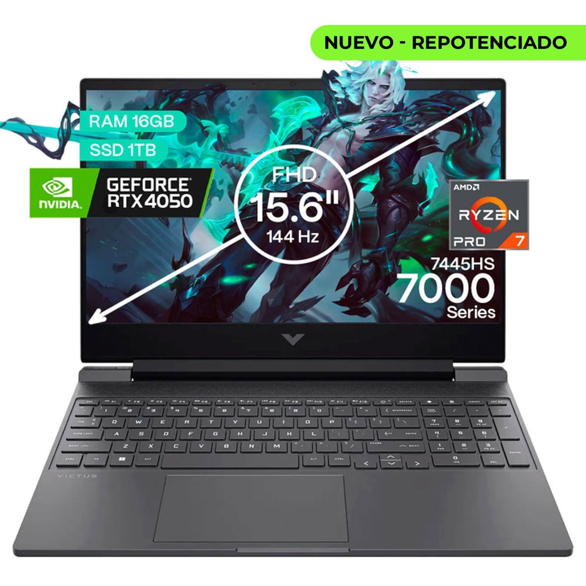 HP - Portátil Gamer Hp Victus AMD Ryzen 7 16GB1TB RTX 4050 6GB