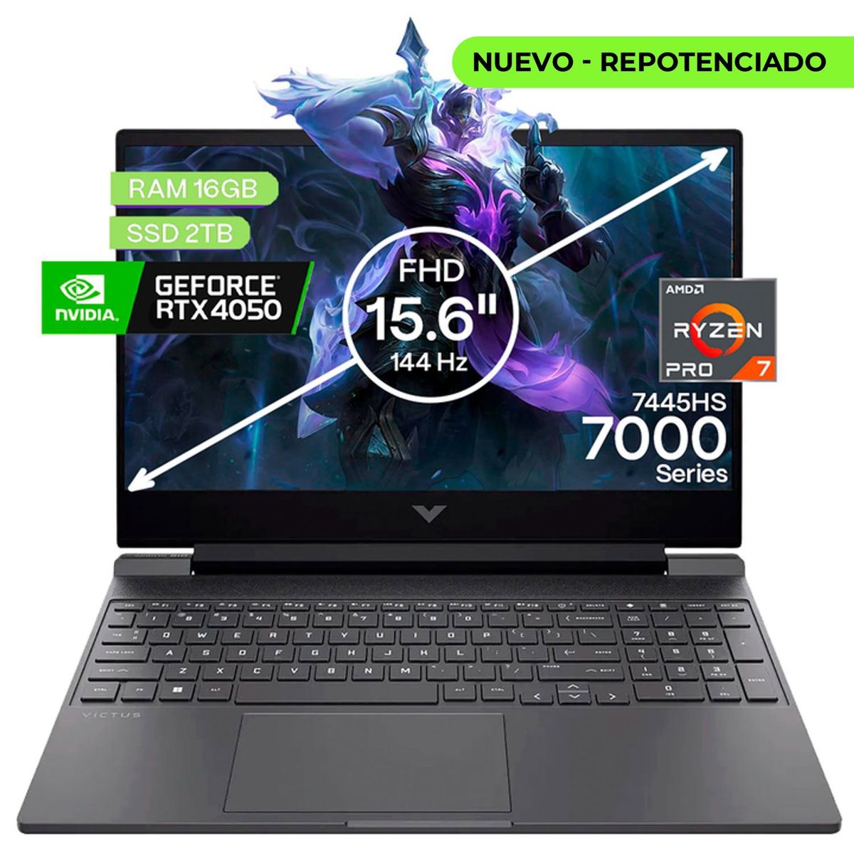 HP - Portátil Gamer Hp Victus AMD Ryzen 7 16GB2TB RTX 4050 6GB