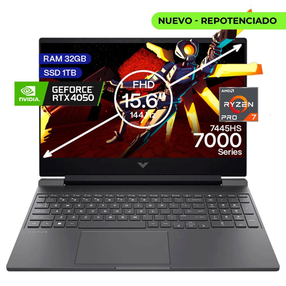 HP - Portátil Gamer Hp Victus AMD Ryzen 7 32GB1TB RTX 4050 6GB