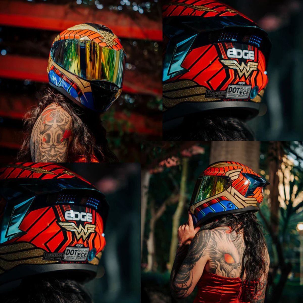 EDGE HELMETS - Casco Dc Integral Extreme Mujer Maravilla  2.0  DOT - ECE