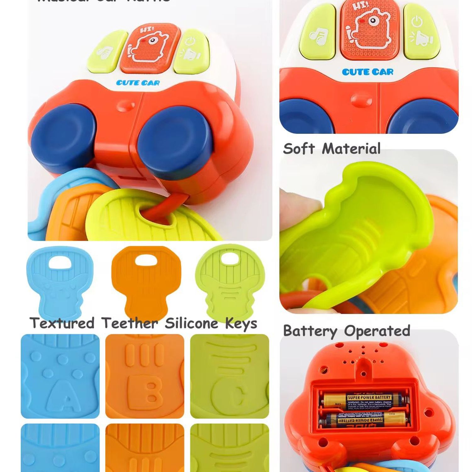 Llaves De Coche Mordedor Para Bebé MADY Con Sonidos Y Luces ¡diversión Sensorial!