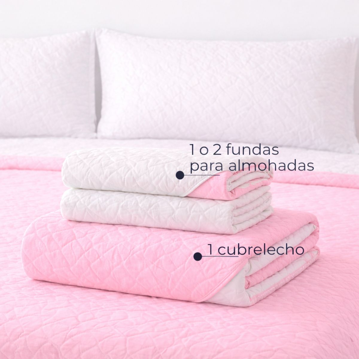 LILE - Colcha Infantil Doble Faz Blanco y Rosado Suave y Reversible