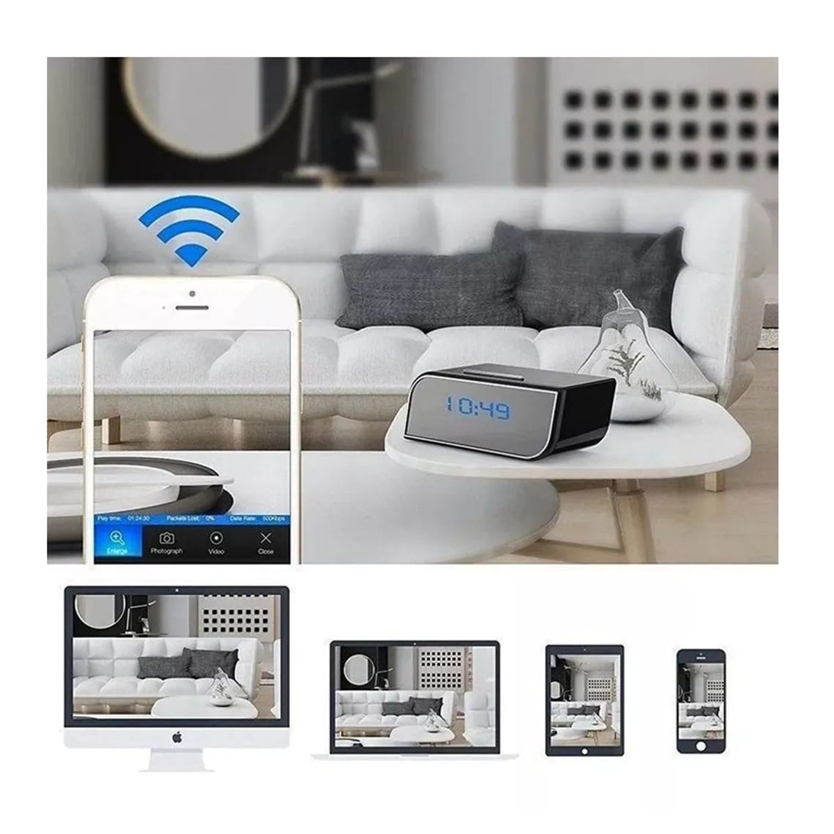 GENERICO - Cámara Espía WiFi Oculta en Reloj Despertador 4K con Visión Nocturna