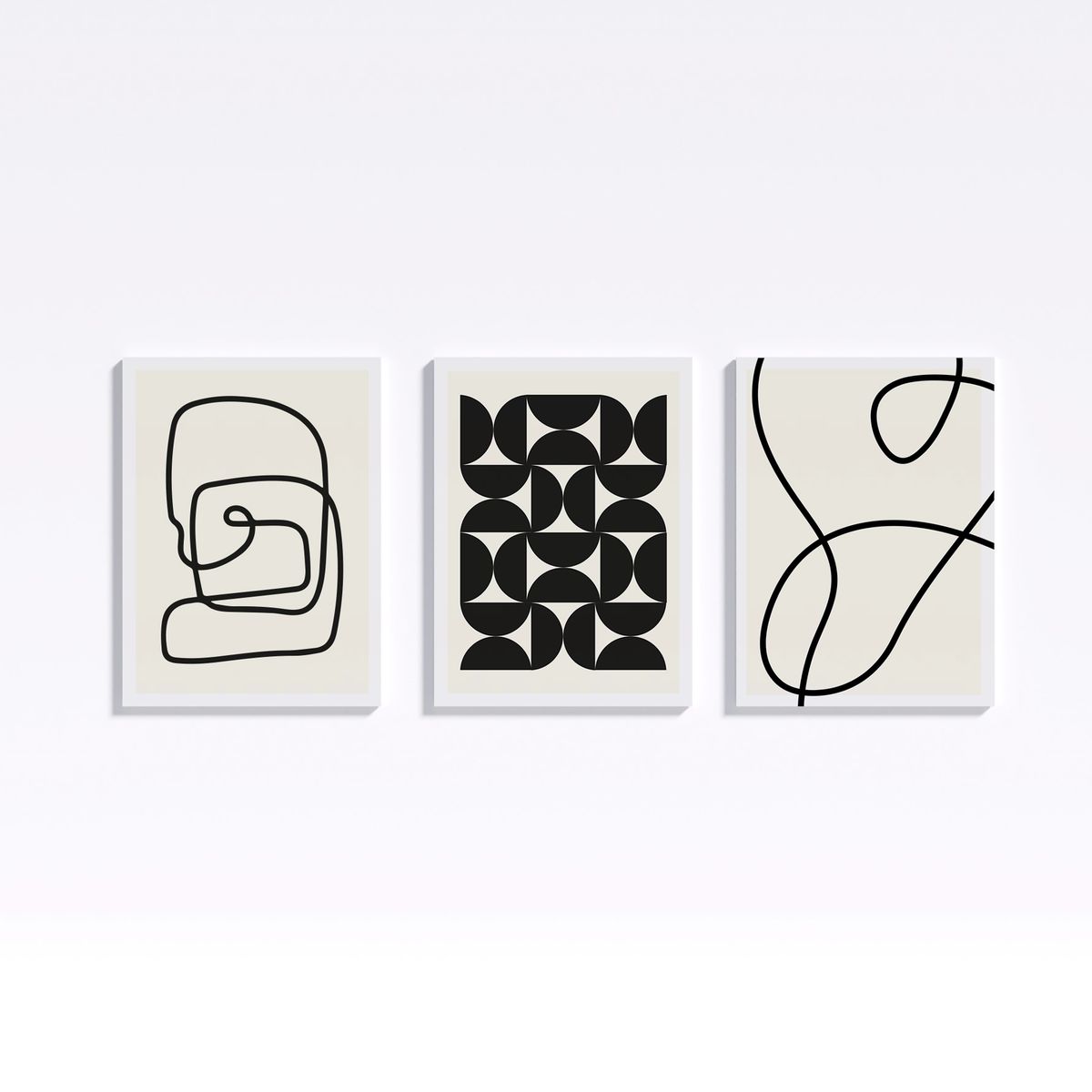 GAMA DIGITAL - Cuadros decorativos Triptico Lines Black  37x50