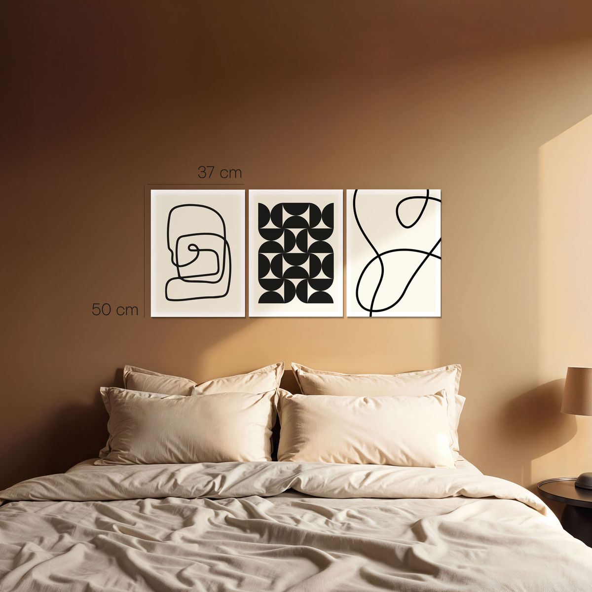 GAMA DIGITAL - Cuadros decorativos Triptico Lines Black  37x50