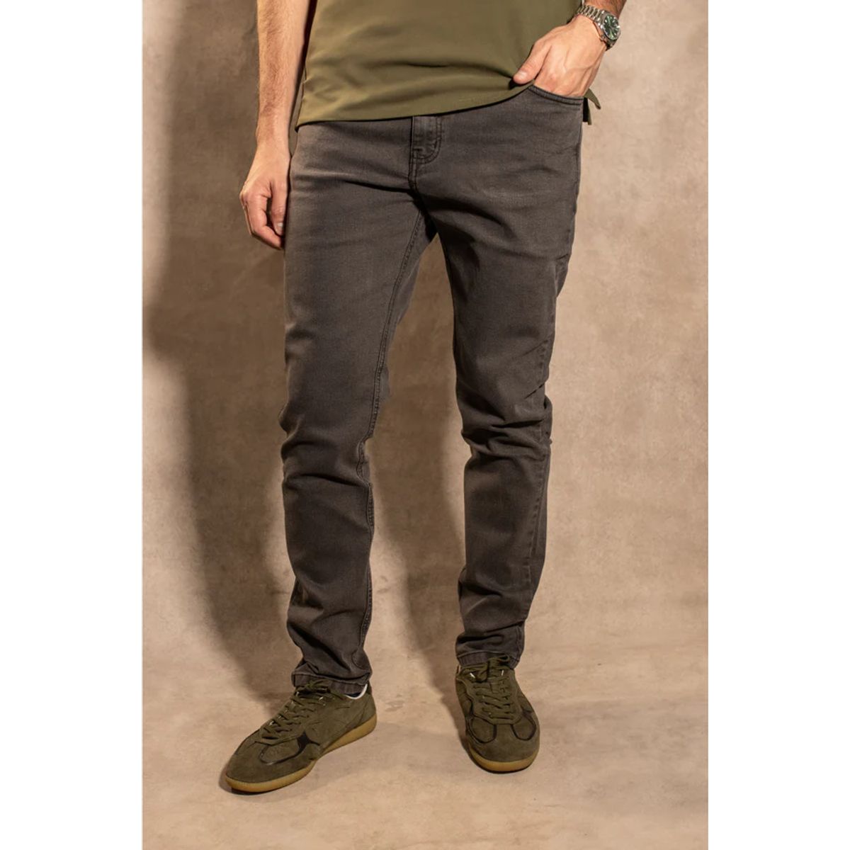 DANTE - Jean Elastico Gris Oscuro - Slim Fit