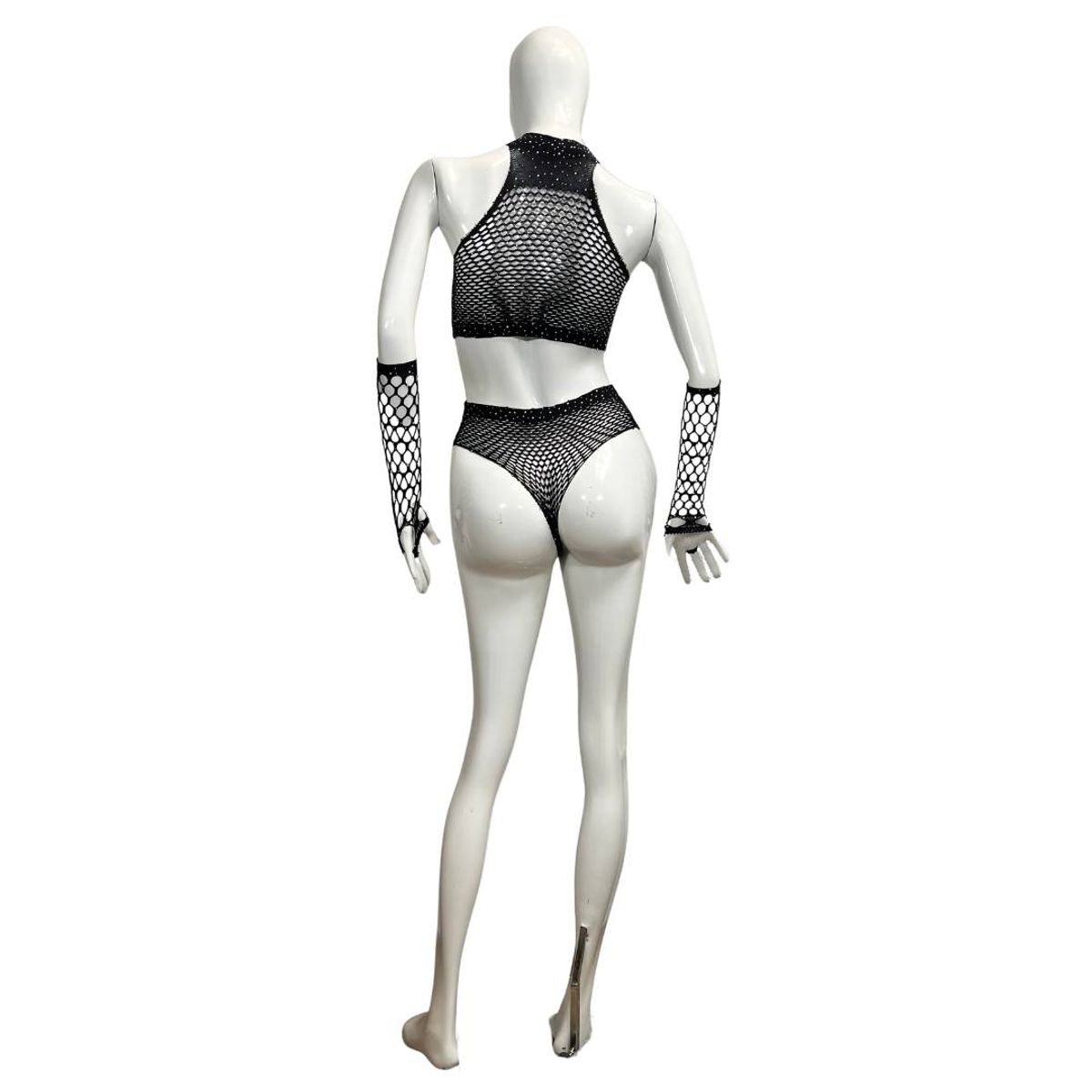GENERICO - Lencería Femenin Conjunto Malla Brillo Brasier + Tanga Panty
