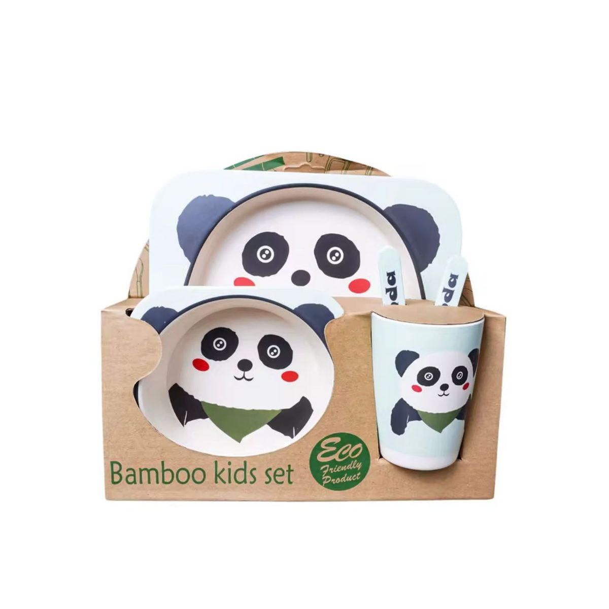 GENERICO - Set Vajilla Bambú 5 Piezas Panda