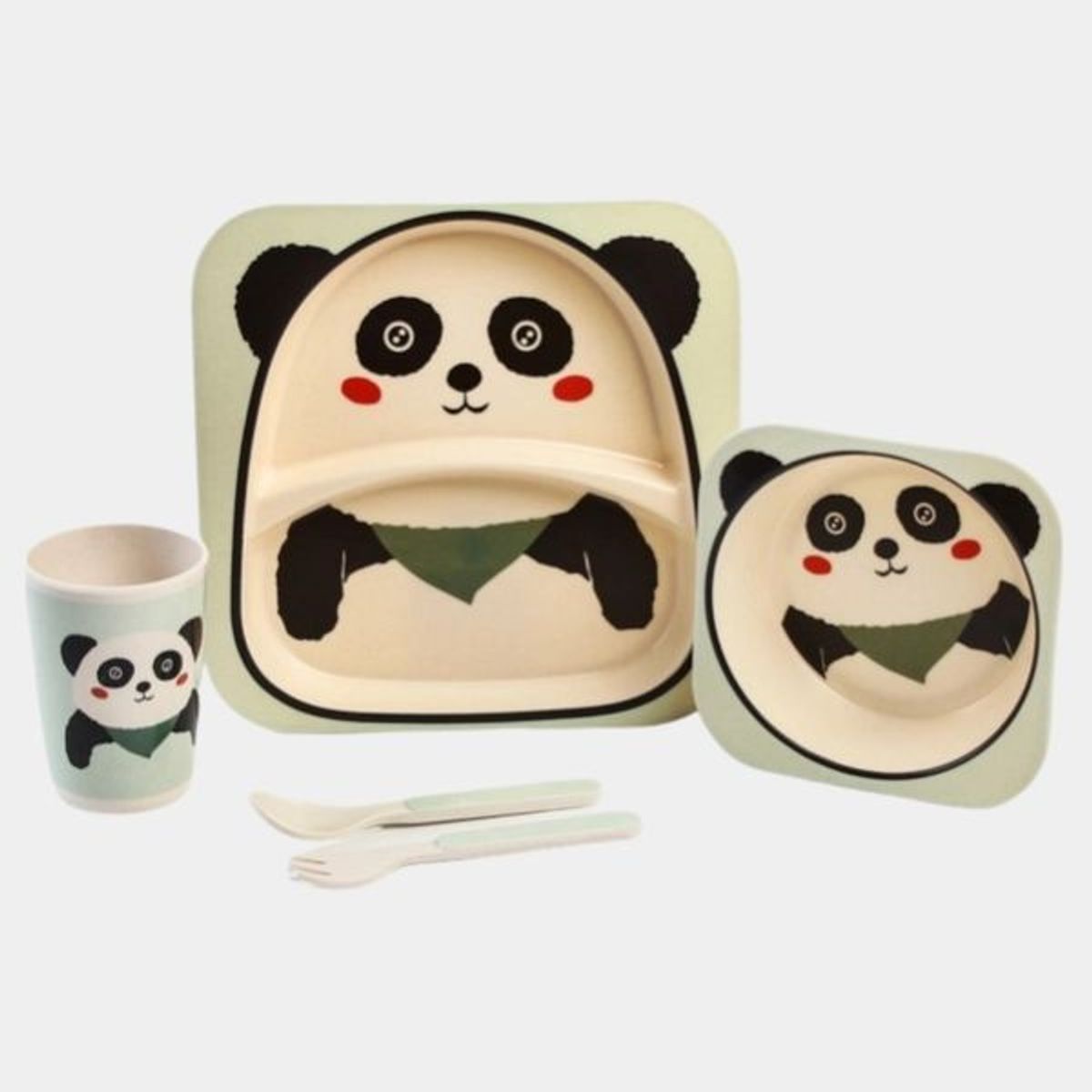 GENERICO - Set Vajilla Bambú 5 Piezas Panda