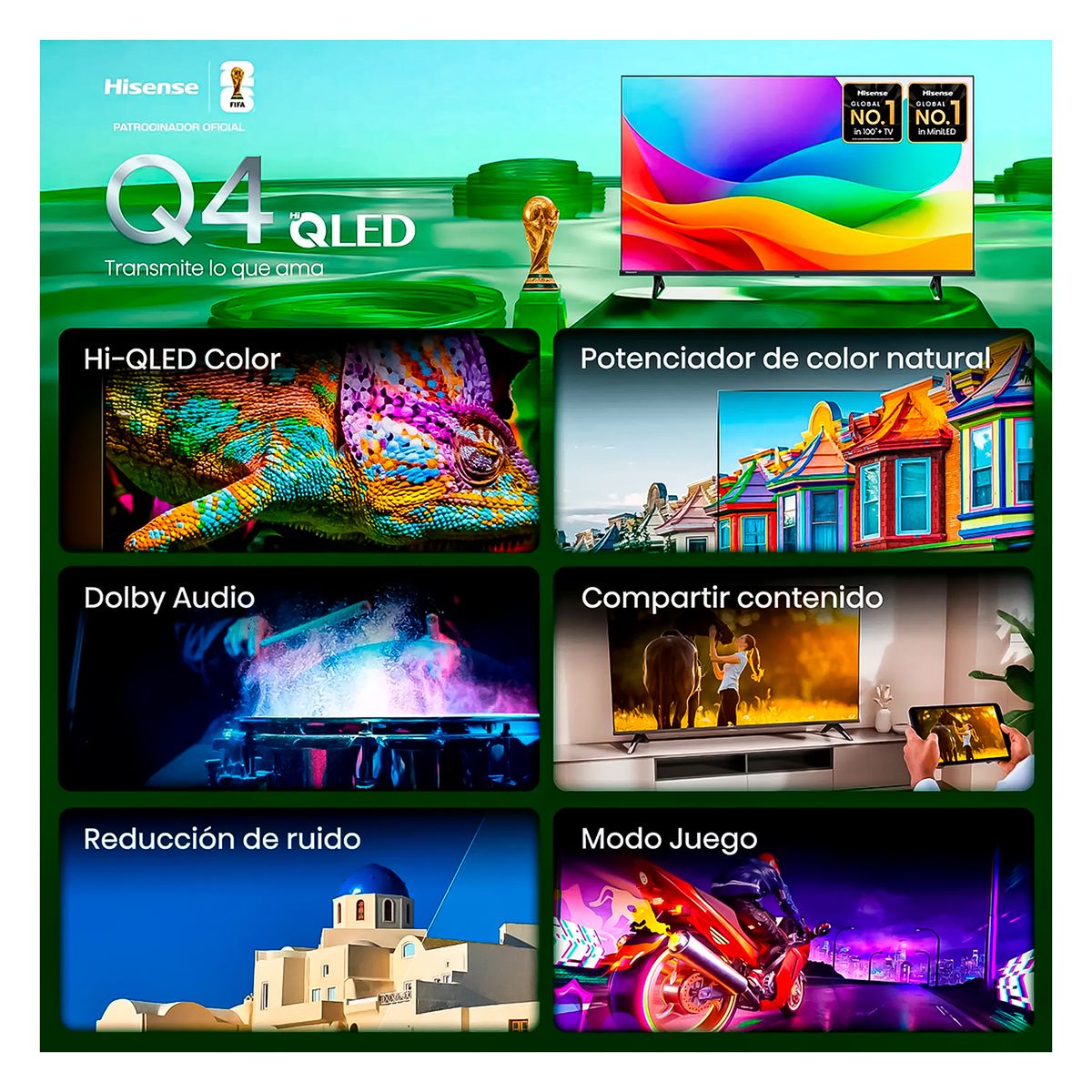 HISENSE - Televisor Smart TV Hisense 43 QLED Q4SV Colores Vibrantes y Diseño Elegante.