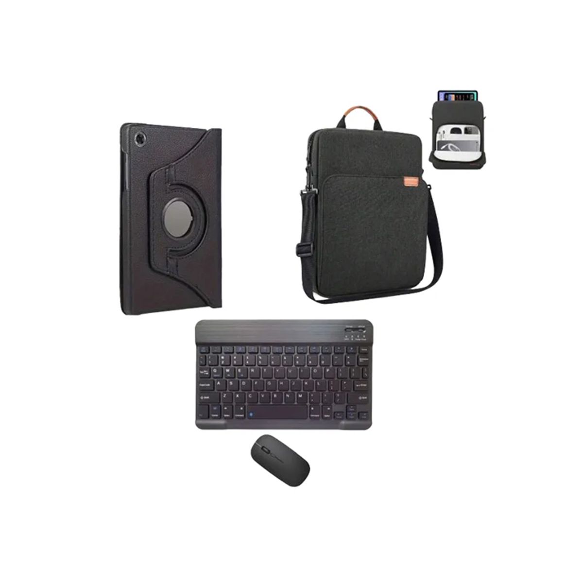 GENERICO - Estuche 360 Para Tablet + Teclado + Mouse + Bolso para honor pad x8a negro