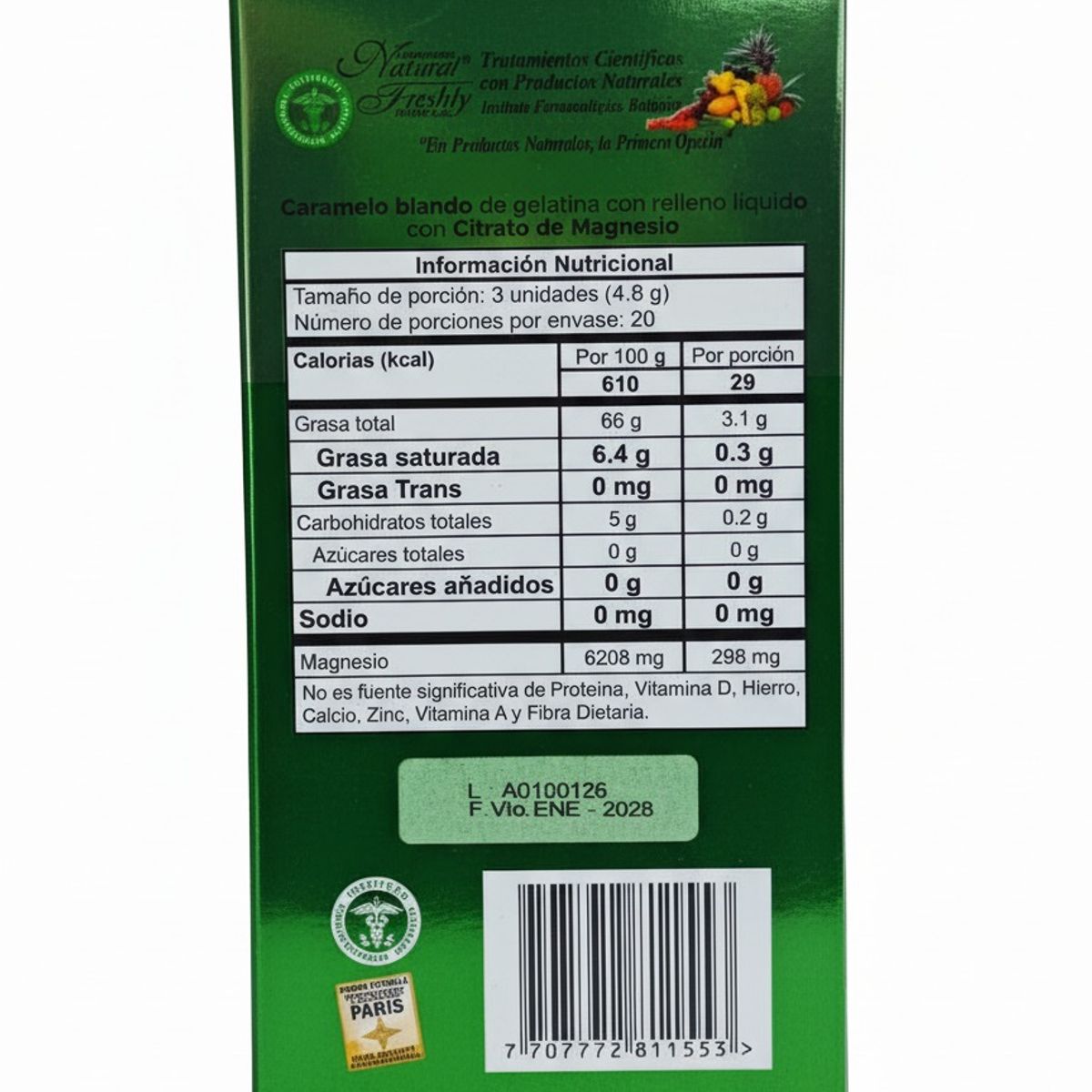 NATURAL FRESHLY - ALIMENTO CON GOMAS DE GELATINA CON CITRATO DE MAGNESIO X 60 U.
