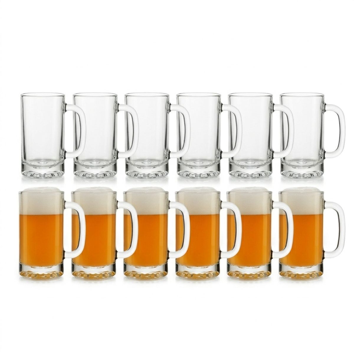 LIBBEY - Set x12 Jarros Cerveceros Medianos en Vidrio 8 x 12 x 15 cm – Resistentes y Clásicos