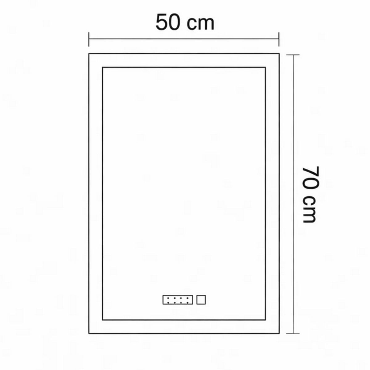 GENERAL - Espejo Rectangular  70 x 50 luz Led con boton luz neutra