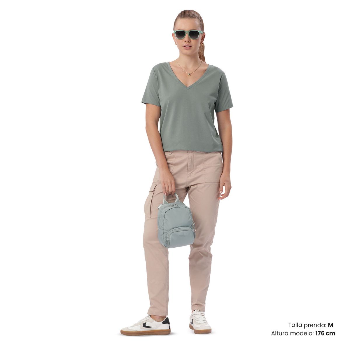 TOTTO - Camiseta Cuello En V Unicolor Viny Verde Para Mujer Totto