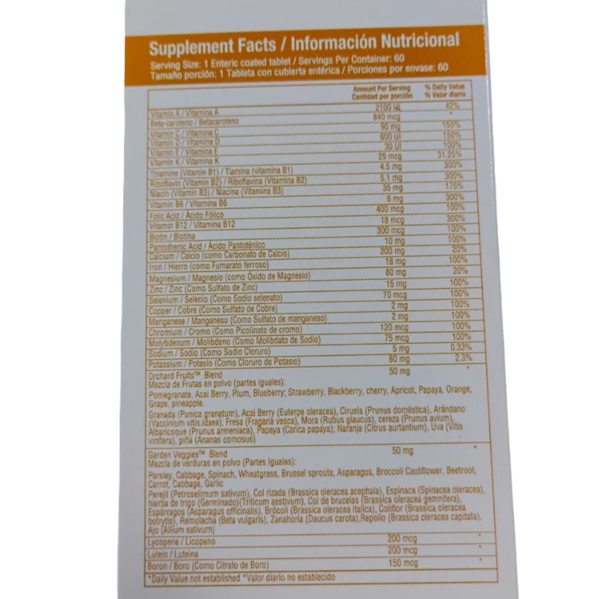 HEALTHY AMERICA - Vitaday - Multivitaminico con frutas y verduras en polvo 60 tabletas