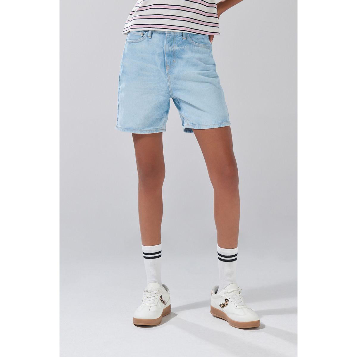 KOAJ - KOAJ Short de jean tiro súper alto azul claro con 5 bolsillo Mujer